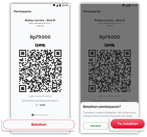 Cara membatalkan pembayaran QRIS