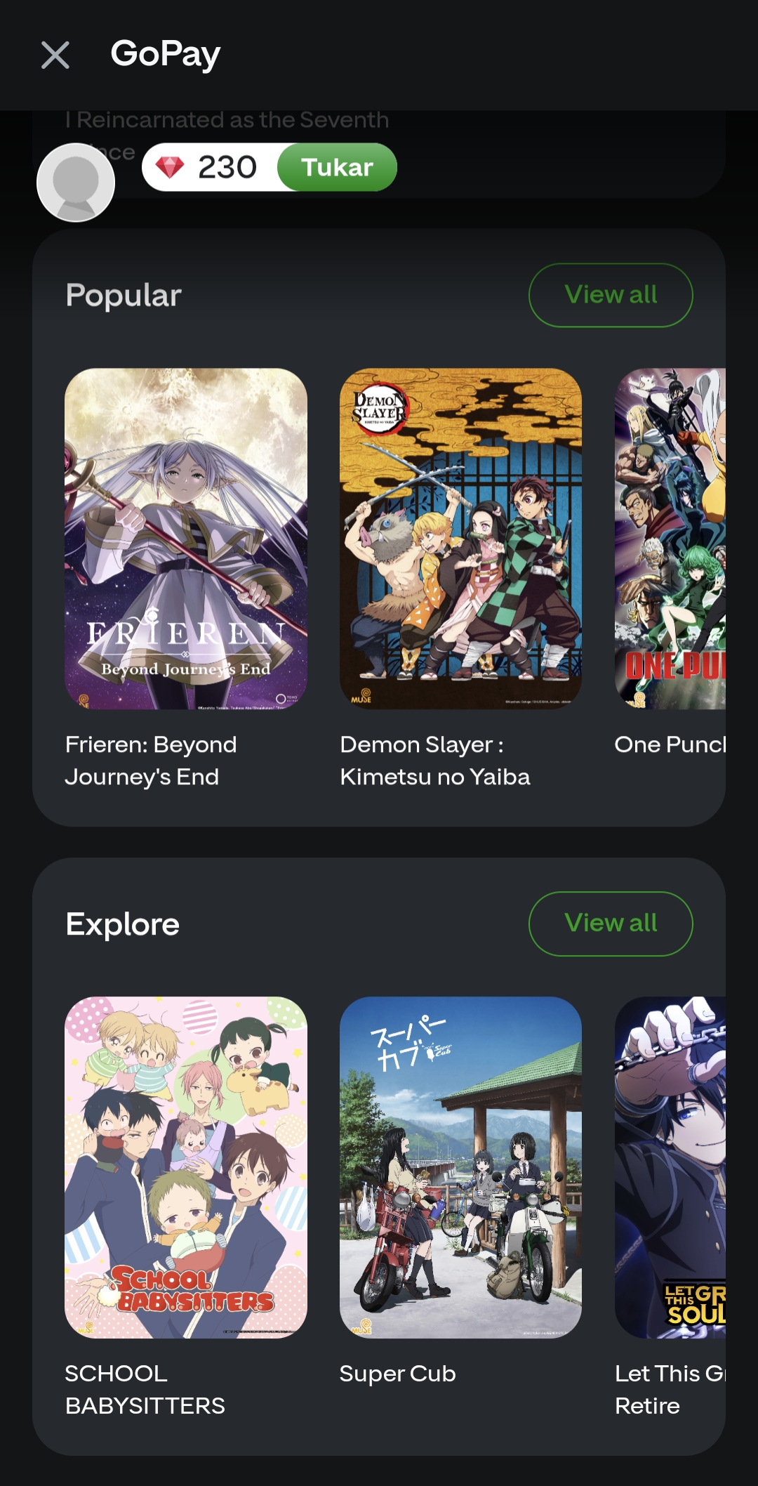 Nonton anime di aplikasi GoPay